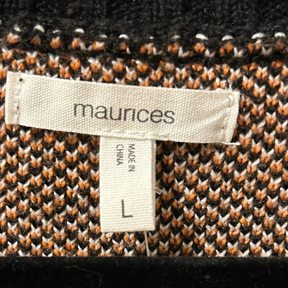 Maurice’s Large Women’s Black Ghost Pattern Cardigan Halloween Sweater NWT - Picture 3 of 5
